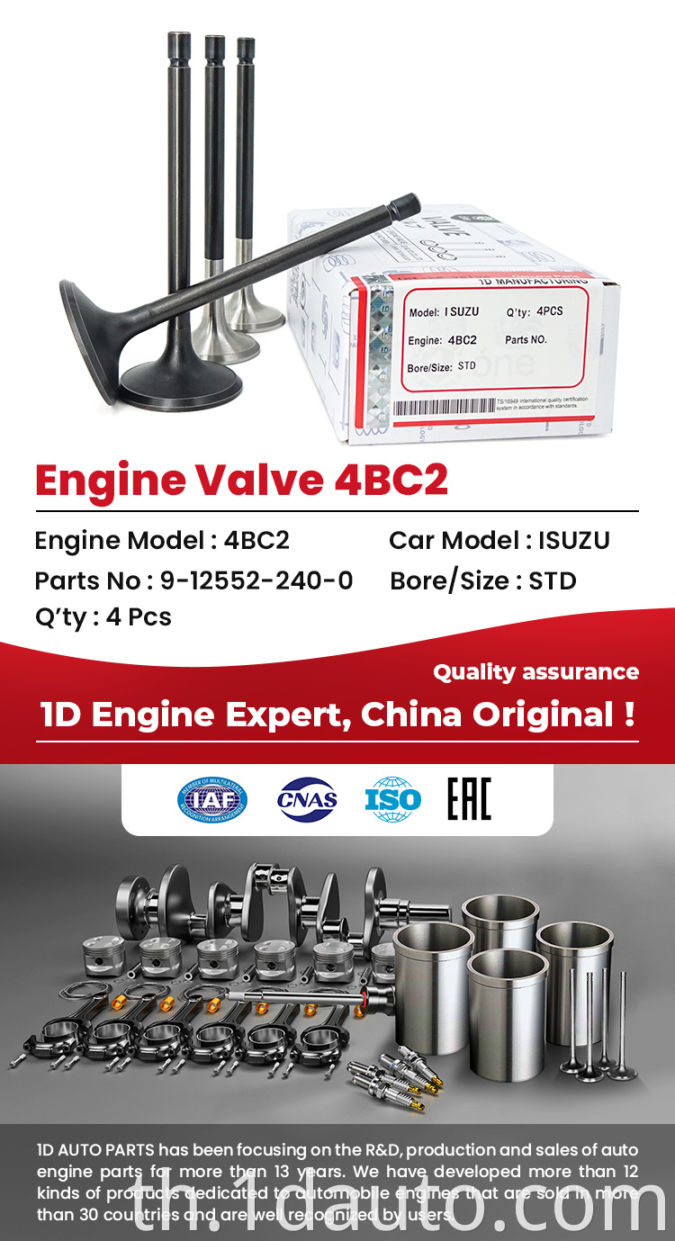 OEM Engine Intake Exhaust Valve for Isuzu 4BC2